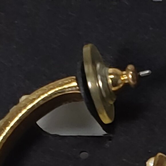 Stylish Polished Gold tone Open Hoop Earrings - Size 1.5-inch - Women's Fashion - Picture 5 of 8